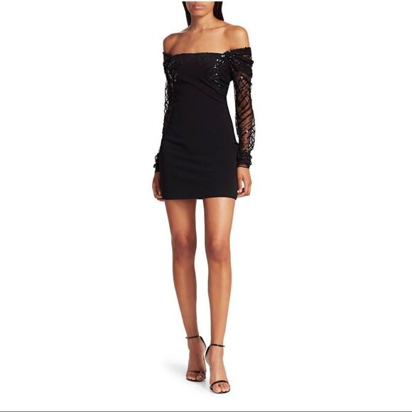 CUSHNIE Off-The-Shoulder Embellished Tulle Cocktail Dress size 0 - Picture 1 of 15